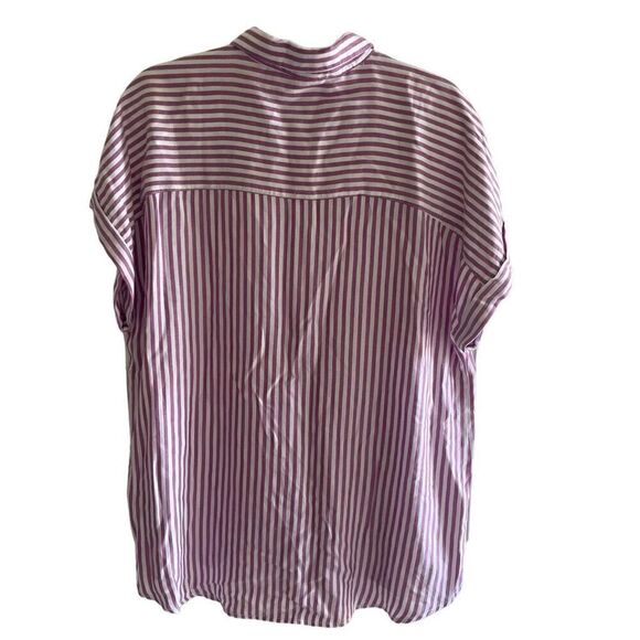 Beach Lunch Lounge Purple Striped Dolman Short Sleeve Top Women’s Size Large - Picture 5 of 5